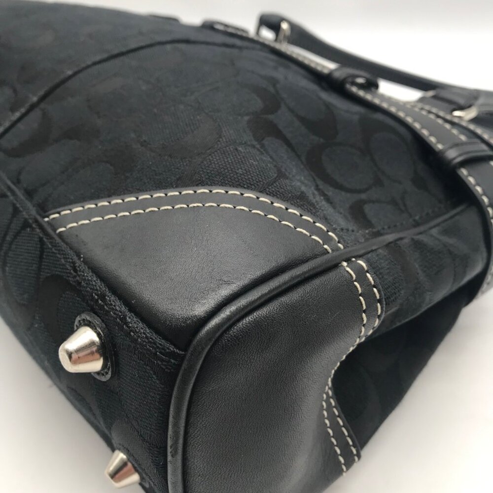 Coach Black Signature Canvas Hampton Belted Satchel Bag - Picture 7 of 12